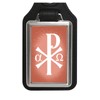 Christ monogram keyring with faux leather pendant in red keyring