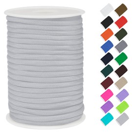 CAMAL Paracord 4 mm Polypropylene Rope 7 Strand Core 30 m Strong Cord Paracord Bracelet Cord Tear-Resistant Utility Rope 4 mm Holds up to 70 kg, Ropes for Camping, Tent Tensioner (Light Grey)
