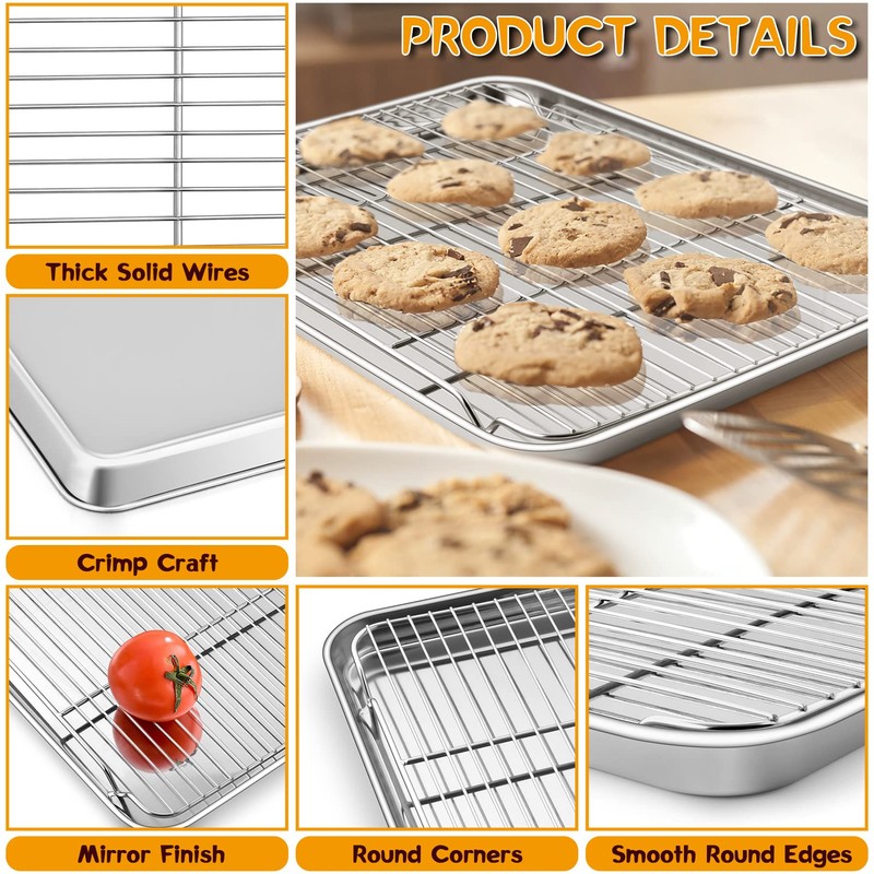 P&P CHEF Stainless Steel Baking Sheet Set with Rack, 17.5