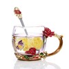 Glass Cup Innovative Flower Tea Cup with Spoon Drink Mug