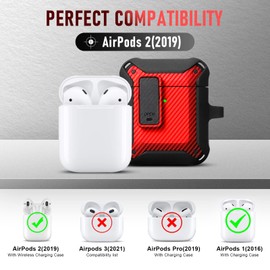 Maxjoy Case Cover for AirPod 2 & 1,Military Armor Series Full-Body AirPod 2nd Generation Case,Secure Lock Protective Case for Apple AirPod,Wireless AirPod Cases for Men Women (Red)