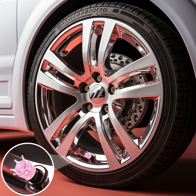 MEAJOO 4PCS Crown Bling Tire Stem Valve Caps, Crystal Diamond