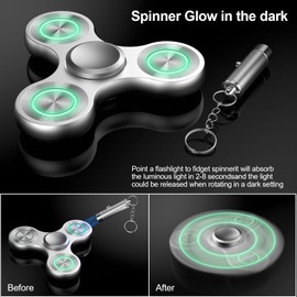 Coolden Fidget Spinner Metal Fidget Toys for Children Luminous Finger Spinner Sensory Hand Fidget Toy Anti Stress Anxiety Fidget Finger Toy Fidget Spinner Toy for Children Adults Silver