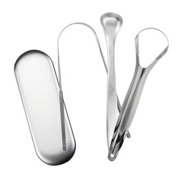 UNIVERSOENLÍNEA.C0M | Kit 3pcs Limpieza Bucal Raspador De Lengua Oral Estuche - limpiador de raspado de lengua de acero, perfecto para el aliento fres