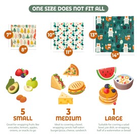 Akeeko Reusable Beeswax Food Wraps - Assorted 9 Packs, Eco-Friendly Reusable Wrap, Biodegradable, Zero Waste, Organic Cloth, Sustainable, Plastic-Free Food Storage, 1Large, 3Medium, 5Small Sizes