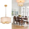 FwdmHao 15" Gold Drum Chandelier 5 Light Fabric Pendant Light
