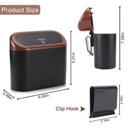 Accmor Car Trash Can with Lid, Mini Auto Trash Bin with Trash Bag Car Dustbin Garbage Organizer Holder, Automotive Hanging Wastebasket Bin Trash Container for Vehicle, Home, Office (Brown)