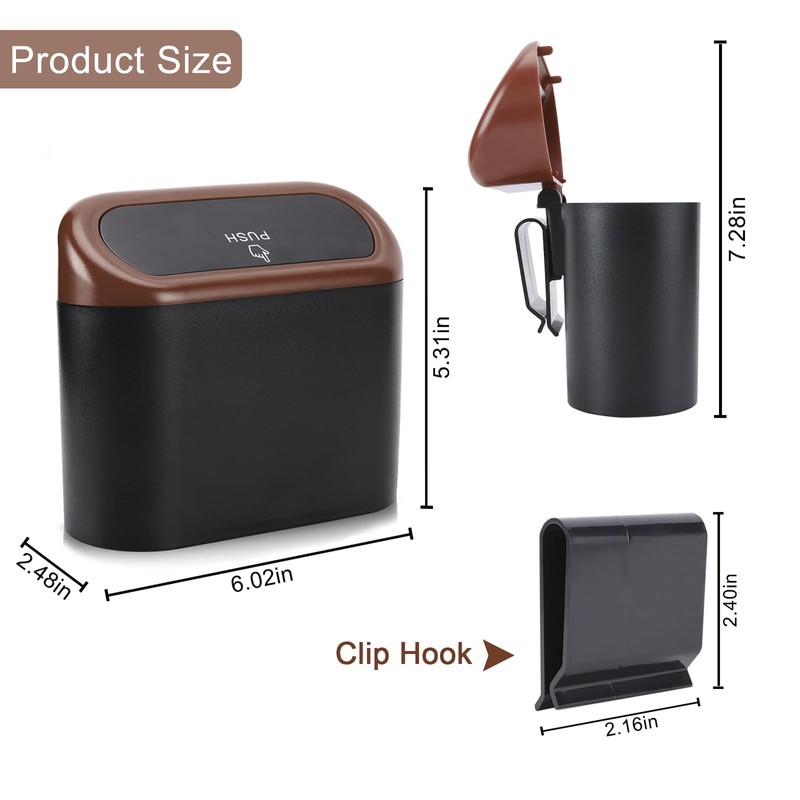 Accmor Car Trash Can with Lid, Mini Auto Trash Bin