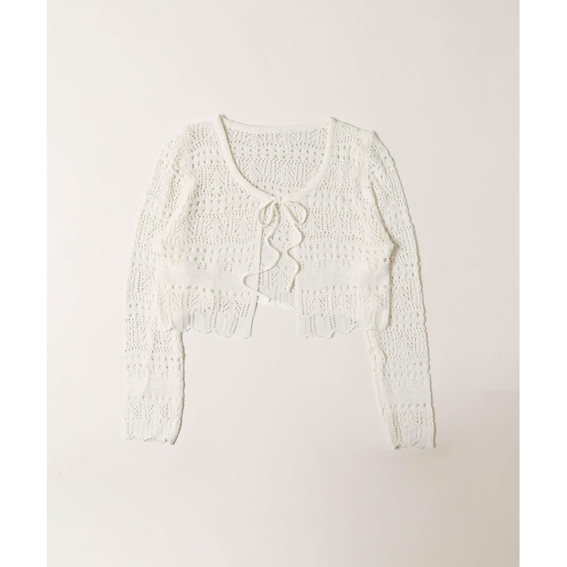 [ウィゴー] カーディガン PHILLY クロシェ ニット カーデ レディース F ホワイト