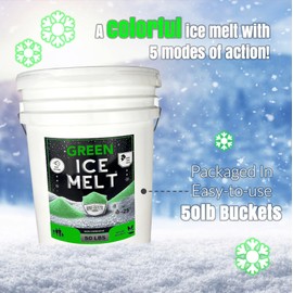 Home and Country USA Green Ice Melt Effective to -25°F, Eco-Friendly De-Icer, Optimal Granule Size for Quick Melting, Ideal for Driveways, Walkways, and Entryways 50 lb Pail
