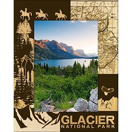Saddle Mountain Souvenir Glacier National Park Laser Engraved Wood Picture Frame Portrait (3 x 5)