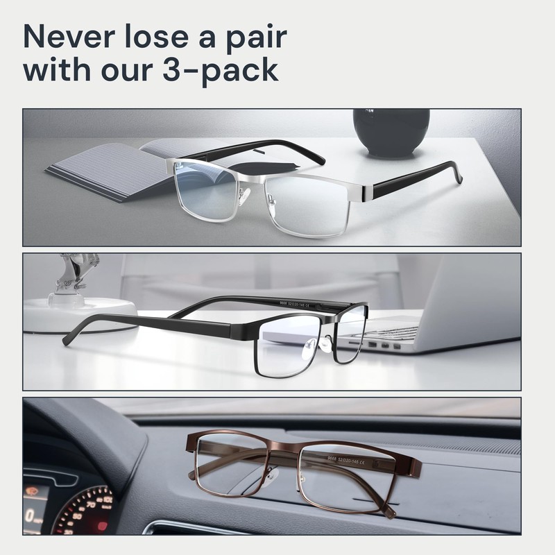 BLS Businessman Rectangular Reading Glasses - Professional Durable Readers -