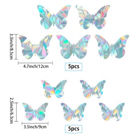 GORGECRAFT 10Pcs Rainbow Window Clings 3D Butterfly Decorative Window Decals Anti-Collision Window Stickers Static Vinyl Film for Glass Sliding Door Kitchen Bedroom Decor Prevent Birds Strike
