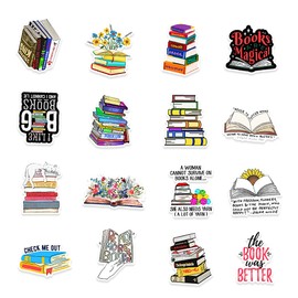 AUCEKO Pack of 50 Reading Stickers Pack Reading Sticker Set Waterproof Vinyl Sticker for Laptop Children Cars Motorcycle Bicycle Skateboard Luggage Suitcase Computer Sticker Graffiti Decal