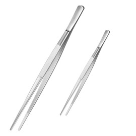 Diompirux Set of 2 304 Stainless Steel Tweezers Cooking Tweezers Non-Slip Long Straight Tweezers Solid Kitchen Tweezers Meat and Grill Tweezers for Meat Tongs Roasting Tongs Serving Tongs (30 cm + 20