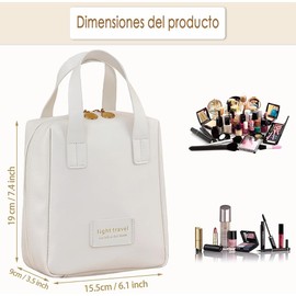 GeorgeX Bolsa de Maquillaje de Viaje para Mujer, Estuches de Viaje para Maquillaje, Bolsa de Cosméticos con Compartimentos (Ba-Blanco)
