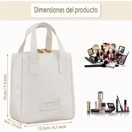 GeorgeX Bolsa de Maquillaje de Viaje para Mujer, Estuches de Viaje para Maquillaje, Bolsa de Cosméticos con Compartimentos (Ba-Blanco)