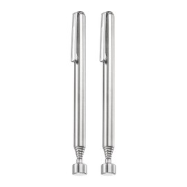 HARFINGTON 2pcs Telescoping Magnetic Pickup Tool 3LB Stainless Steel 5.1" to 25.5" Extendable Magnet Retrieval Stick with Pocket Clip for Car Industry Garage Office, Silver