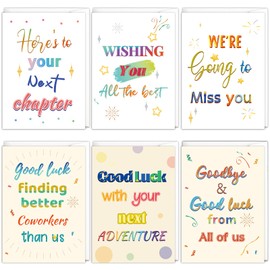 HOMANGA Farewell Cards for Coworker, 12 Pack Going Away Cards with Envelopes and Stickers, Goodbye Card Set for Office Colleagues, Retirement, Moving Away, New Job (Regular Style)