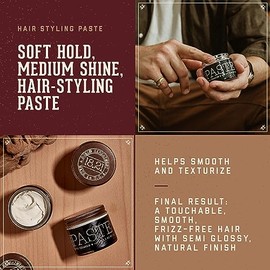 18.21 Man Made Hair Paste Pomade with Natural Shine Finish for Men, Sweet Tobacco, 2 oz - Texture Styling Paste for Shaping, Molding All Hair Types - Long-Lasting Satin Sheen Style with Flexible Hold