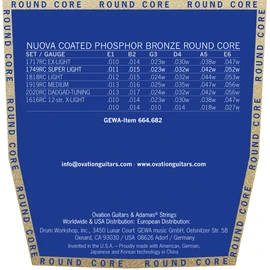 Adamas Nuova 1749NURC Acoustic Guitar Strings Phosphor Bronze Coated Round Core Set Super Light .011-.052