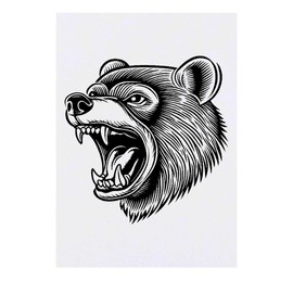 'Angry Bear' Temporary Tattoo - Water Resistant, Skin-Safe, Non-Toxic Transfer (TO00083571)