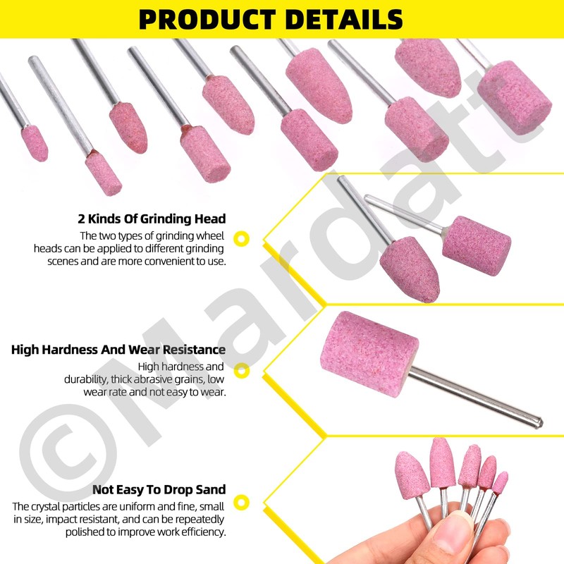 Mardatt 136Pcs Grinding Stone Set 1/8" Shank with Sanding Drum