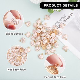 Airssory 100 Pcs Pink Sea Shell Charm Enamel Golden Small Dangle Pendant Charms Bulk for Hawaii Ocean Bracelet Earrings Keychain Jewelry Making