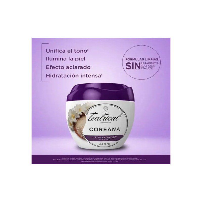 Crema Facial Teatrical Piel Coreana Celula Madre & Arroz 2pz