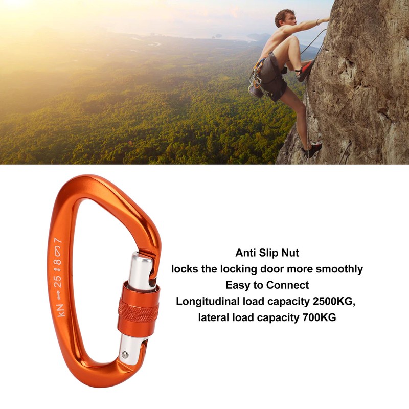 D Carabiner Clip Aluminum Alloy Auto Lock Heavy Duty D