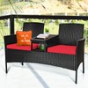 RELAX4LIFE Conversation Furniture Set with Table and Two Removable Cushions