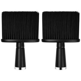 Neck Brush, Pack of 2 Neck Brush, Hairdresser, Hairdresser Hair Brush, Soft Nylon Hairdressing Brush, Barber Brush, Fibre Bristles, Black Hairdresser Neck Brush for Cleaning Broken Hair on the Neck