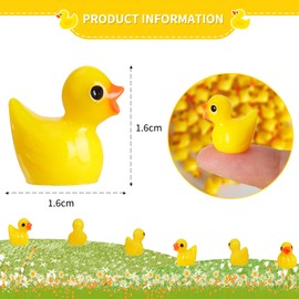 Mini Resin Ducks, Pack of 100 Mini Duck Figures, Mini Duck Resin, Ducks Mini Animal Figures, Mini Resin Ducks for DIY Potting Micro Landscape Decorations Supplies