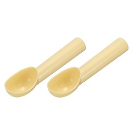 uxcell 2pcs Plastic Ice Cream Scoops, Fruit Spoons Watermelon Scooper Kitchen Tools for Ice Cream Yogurt Cupcake Melon Ball Beige