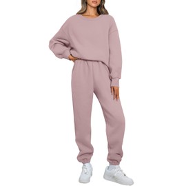 AUTOMET Sweatsuits for Women Set 2 Piece Outfits Oversized Sweatshirt Fall Outfits 2025 Lounge Sets Pullover Casual Trendy Y2k Clothing Sweatpants with Pockets DarkPink M