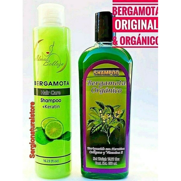 (1) Bergamota Shampoo Keratina 16.23oz + (1) Bergamota Organico Colageno 15.21oz