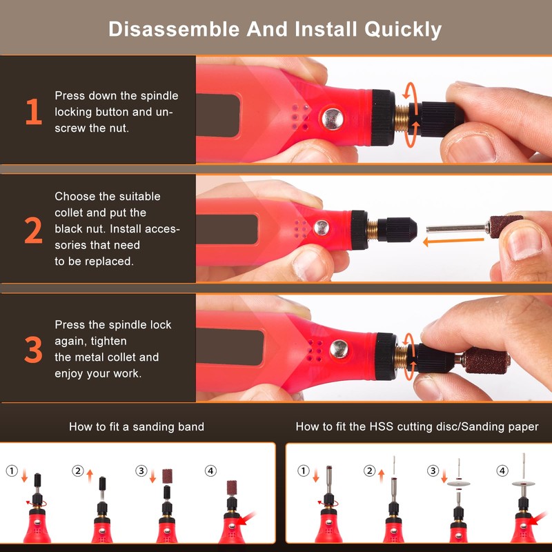 CHOKMAX Mini Wireless Rotary Tool with Work Screen, 3 Speed