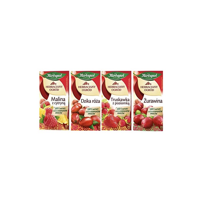 Herbapol Herbal Fruit Infused Tea (Variety 4 Pack) WILD ROSE,