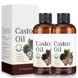 2PCS Aceite de Ricino Puro,Castor Oil para Cuidado de Cabello y Pestañas,Favorece el crecimiento de pestañas y cejas,Aceite Corporal y Facial Hidratante,Protege y Fortalece Uñas y Cutículas