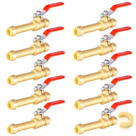 GUOFIS 1/2 Inch Slip Ball Valve,Push Shut-off Ball Valve,Plumbing Fittings to Connect PEX, Copper, CPVC, PE-RT, With A Disconnect Clip(Pack of 10)