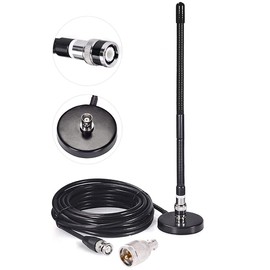CORONIR CB Antenna 27MHz CB Radio Antenna Soft Whip Magnetic Base 16ft Antenna BNC & PL259 Male Compatible with Cobra Midland Uniden Maxon President Portable Handheld CB Radio Car Mobile Radio Scanner