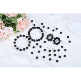 LAIDANLA 120pcs 10mm Black Rhinestone Beads Baseball Beads for Crafting, Shiny Round Shamballa Disco Beads, Sparkle Crystal Clay Bead Bulk for Bracelet Necklace Earring Jewelry Pens Making DIY