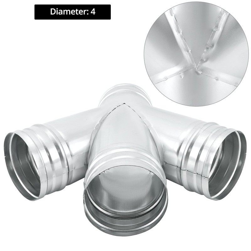 QWORK 4-Way Duct Splitter, 45° 4" Branch Metal Duct Connector