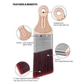 ROLLINGDOG 2 inch Angled Paint Brush with Ergonomic Short Handle for Wall, Furniture, Cutting in, Trim, Detail Painting