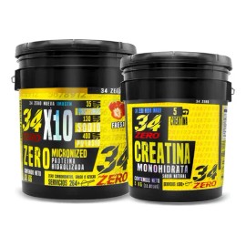 Proteína Isolate 10 Kg + Creatina Monohidratada 5 Kg 34 Zero Sabor Fresa - Natural