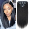 Mihugass Seamless PU Yaki Straight Clip in Hair Extensions Real