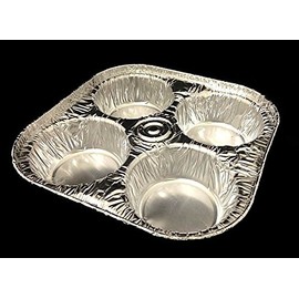 Handi-Foil 4-Cavity Cup Aluminum Foil Muffin Cupcake Pan - Disposable Baking Tin (Pack of 12)
