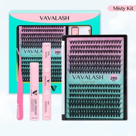 VAVA BEAUTY Winsome DIY Lash Cluster Kit, Lash Bond&Seal, Remover, Springtok Lash Tweezer for DIY Eyelash Extension at Home For Girl Make up Makeup Cosmetic Eyelashes Extensions:_Misty Lash only