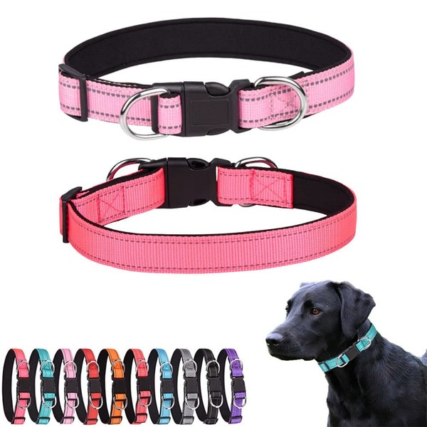 Reflective Dog Collars, Neoprene Padded Basic Durable Soft Nylon Puppy