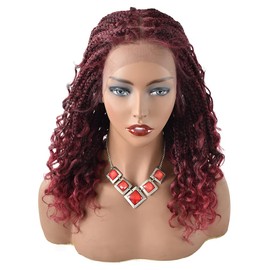 Healthlif Braided Wigs For Black Women HD Lace Front Braided Wigs Knotless Box Braid Wigs Premium Synthetic Braid Wig With Baby Hair Handmade Micro Cornrow Braided Wig 18" (#T1B/BUG)